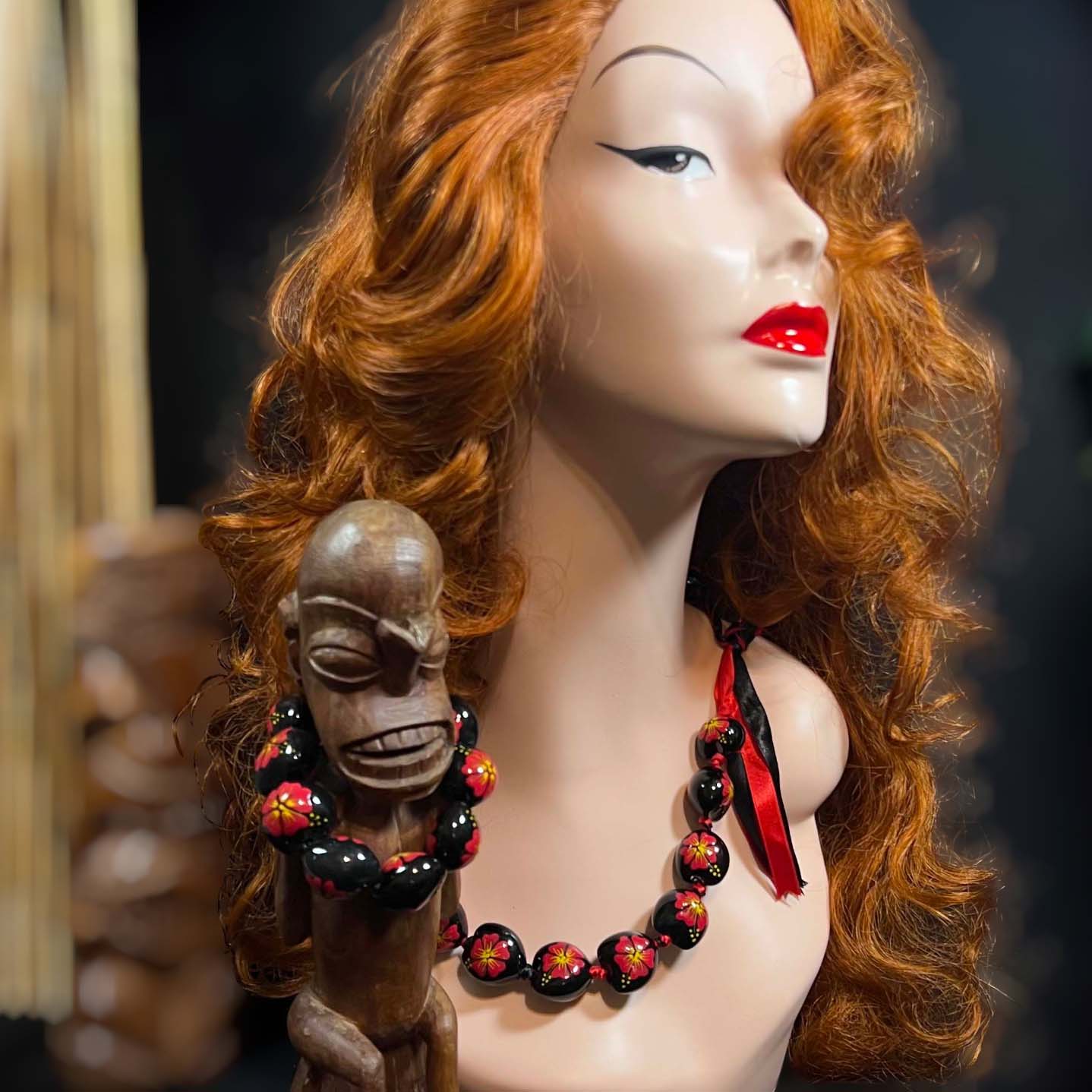 HAND PAINTED KUKUI NUT LEI NECKLACE SET