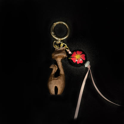 MCM Atomic Space Age Cat Bag Charm | Wood-Look Resin