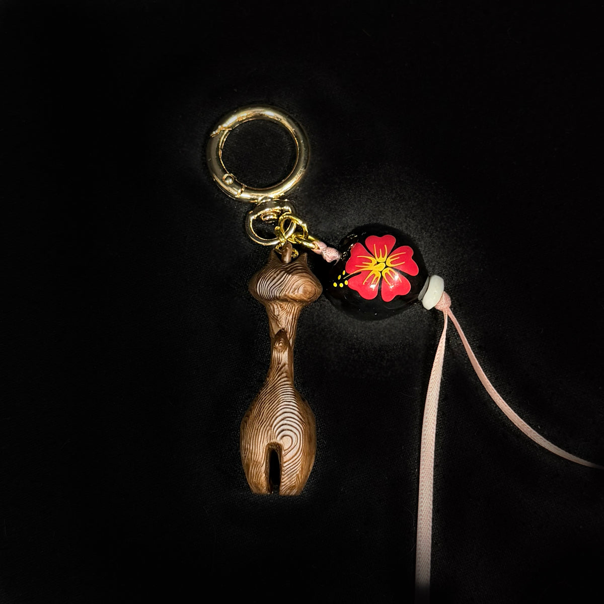 MCM Atomic Space Age Cat Bag Charm | Wood-Look Resin