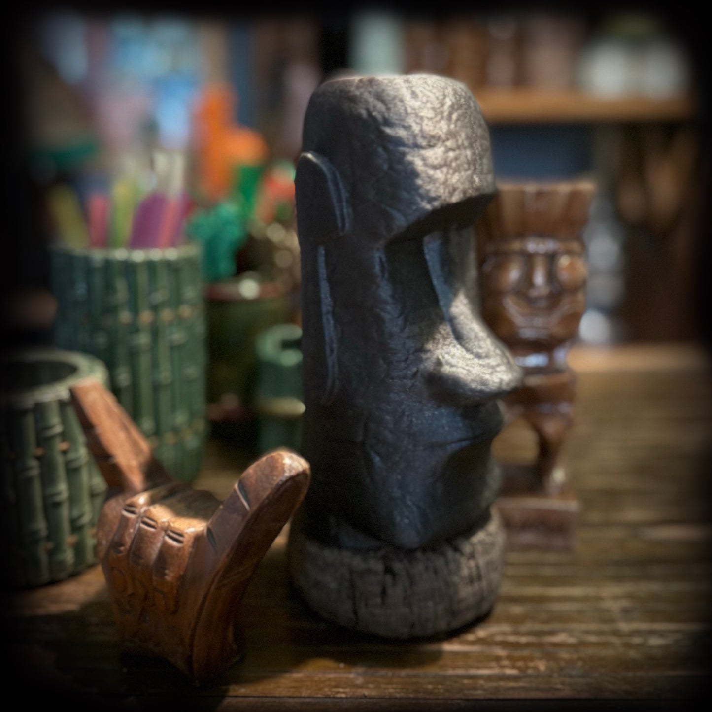 Moai Table Lamp On Cork Float
