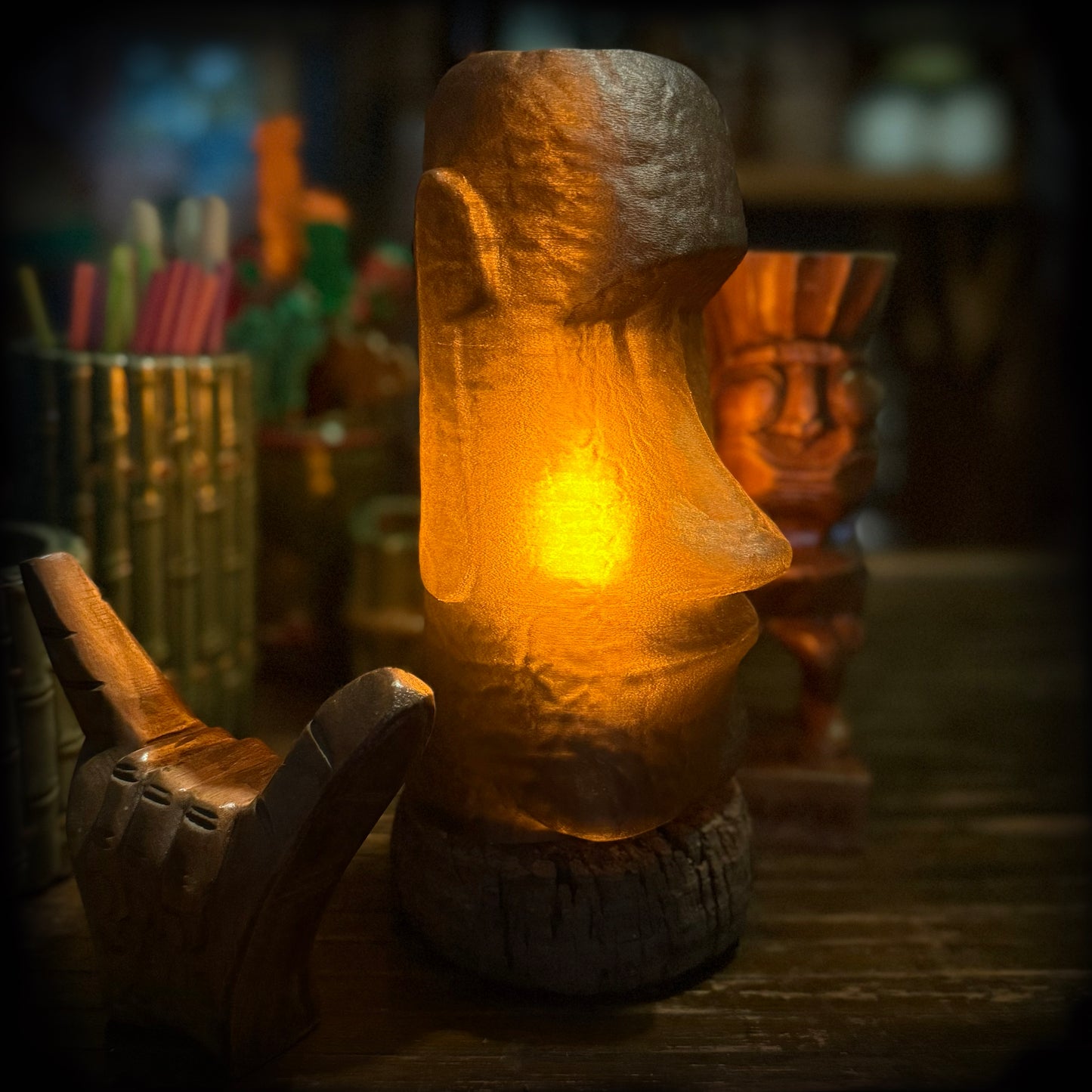 Moai Table Lamp On Cork Float
