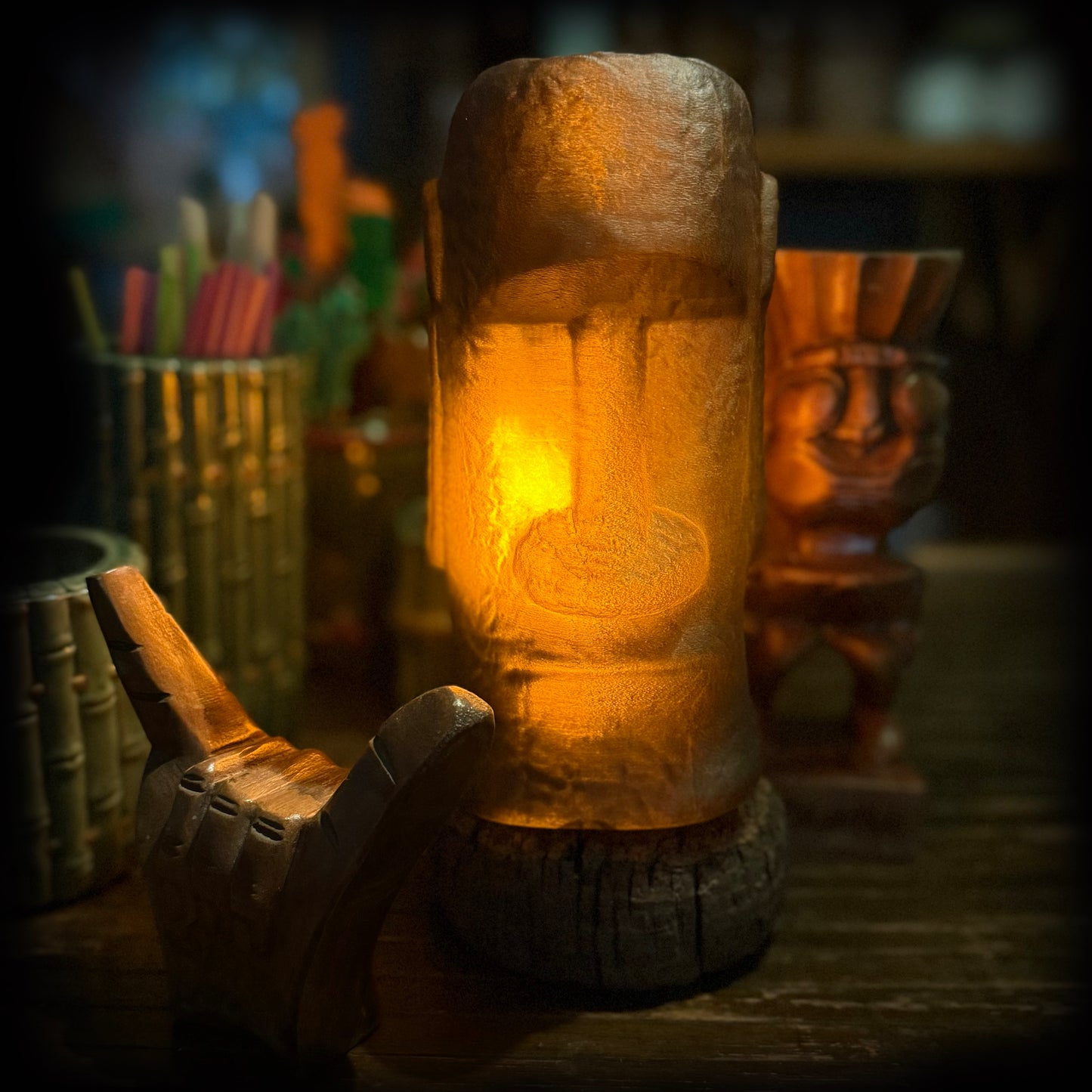 Moai Table Lamp On Cork Float