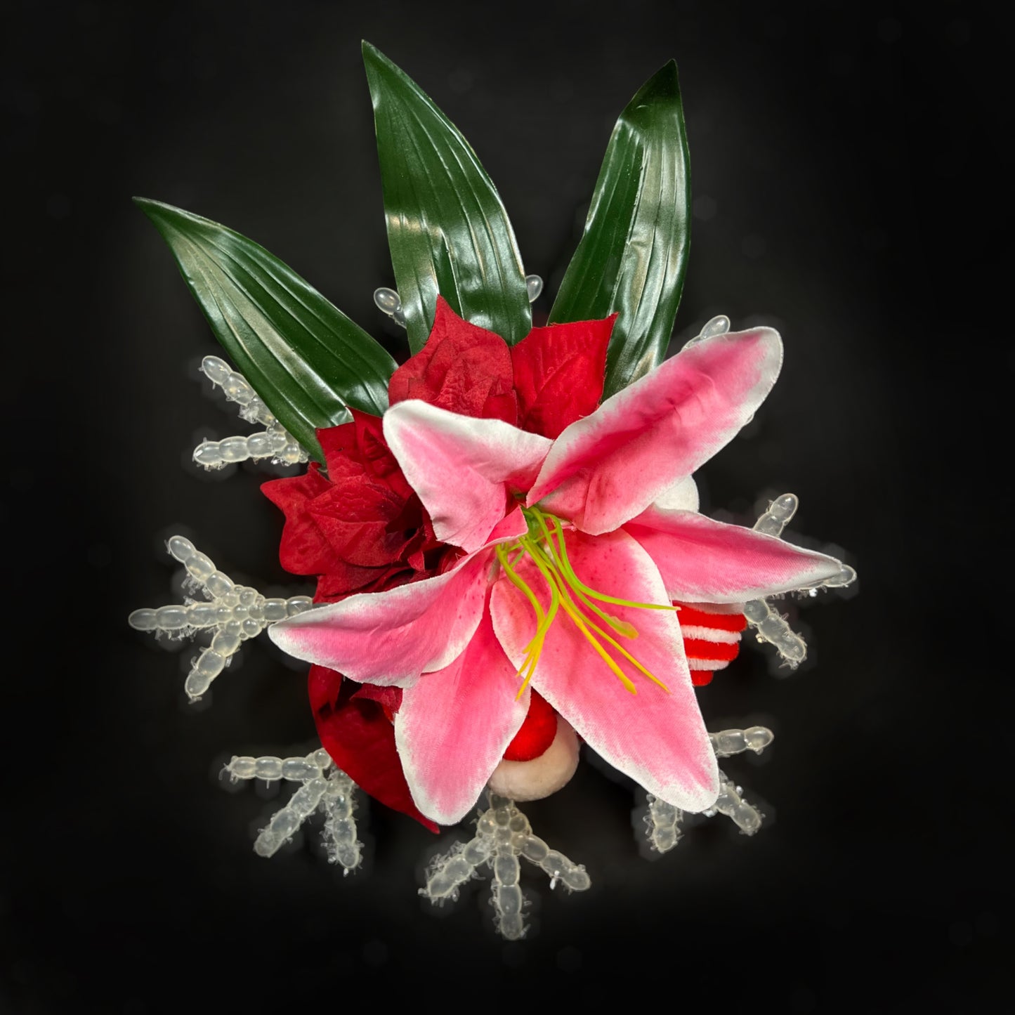 LILY POINSETTIA SNOWFLAKE -TIKI CHRISTMAS FASCINATOR