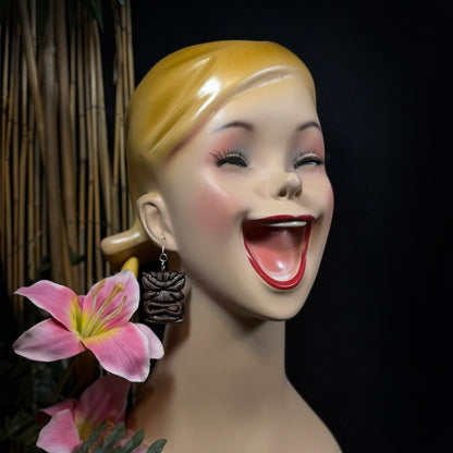 Wood Look Tiki Earrings | Wood-Look Resin
