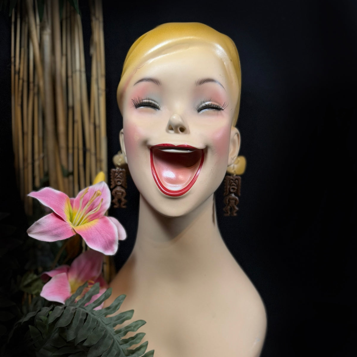 Tiki Ku Earrings | Wood-Look Resin