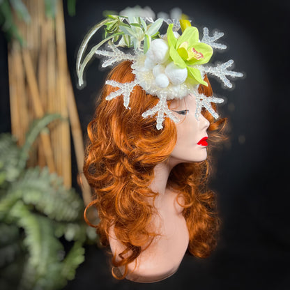 ORCHID SNOWFLAKE -TIKI CHRISTMAS FASCINATOR